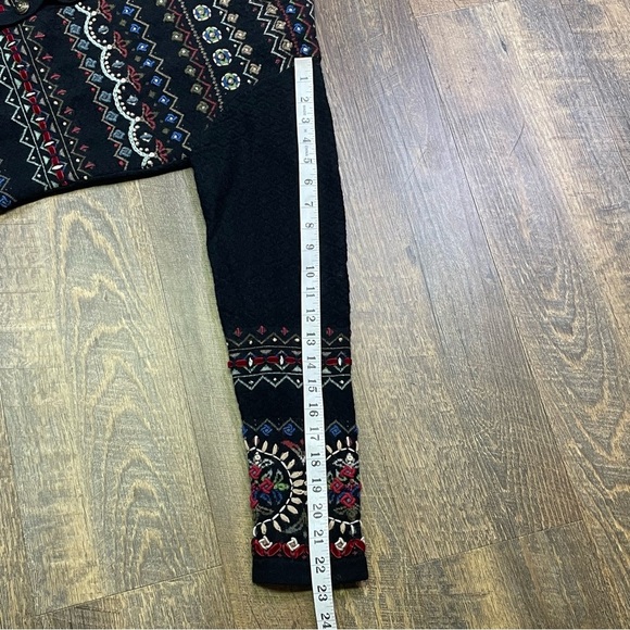 NEW Carson Sweater Cardigan Coat Black Floral Embroidered Womens Small Wool - Picture 10 of 15